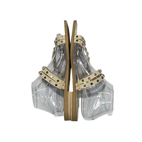 DOLCE VITA  Sandal Studded Strappy Slide Cream Flats Edgy Comfortable Womens 9.5 - Picture 5 of 9